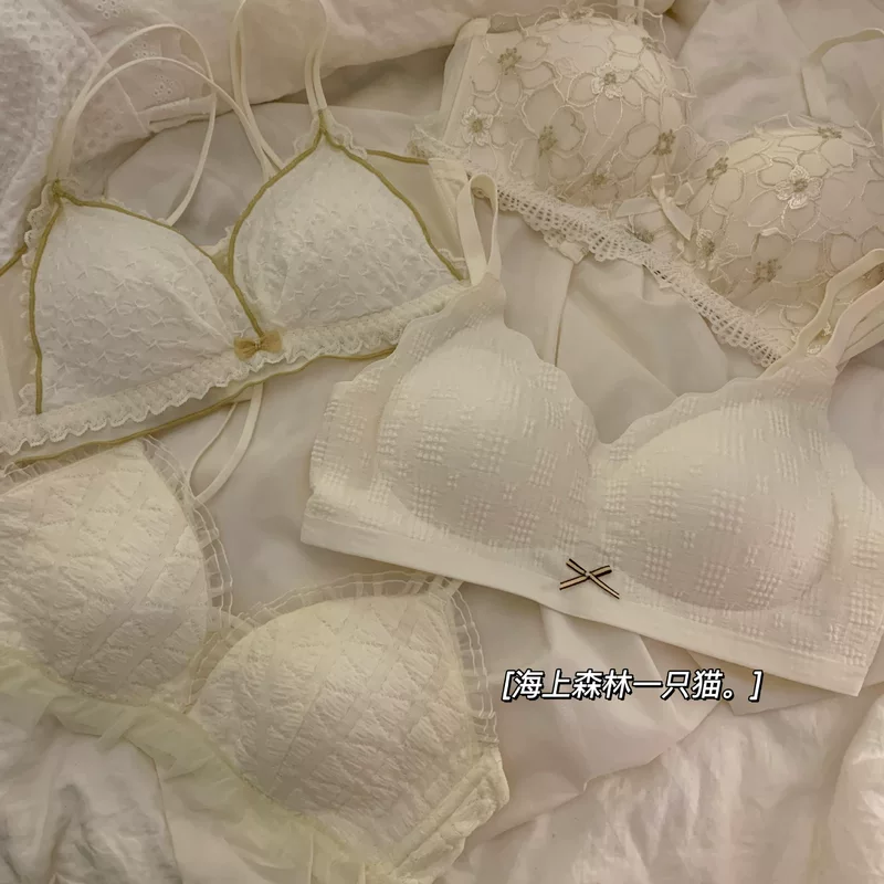Underwear, sexy push up bra, supporting wireless bra, lace thin set