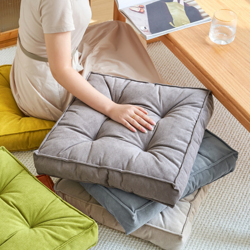 Durable Grey Cotton Linen Office Chair Cushion Long Sitting Magic Breathable Anti-Slip Butt Pad Seat Cushion Thick Balcony Cushion