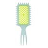 Wheat straw three-pointed bouncing hollow comb, green handle and green teeth (OPP bag)