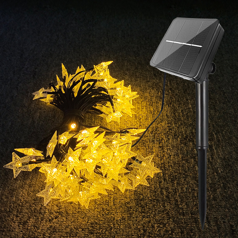太阳能灯户外创意装饰造型圣诞灯串满天星五角星防水闪灯LED彩灯