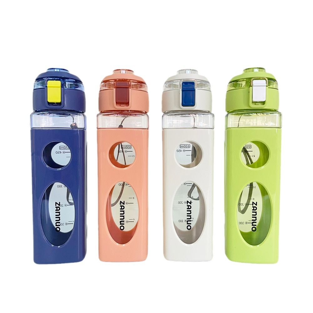 Cubierta elástica de doble capa de verano fácil de sostener cuerda portátil beber taza de plástico escala deportes hervidor de agua estudiantes masculinos y femeninos 650ml