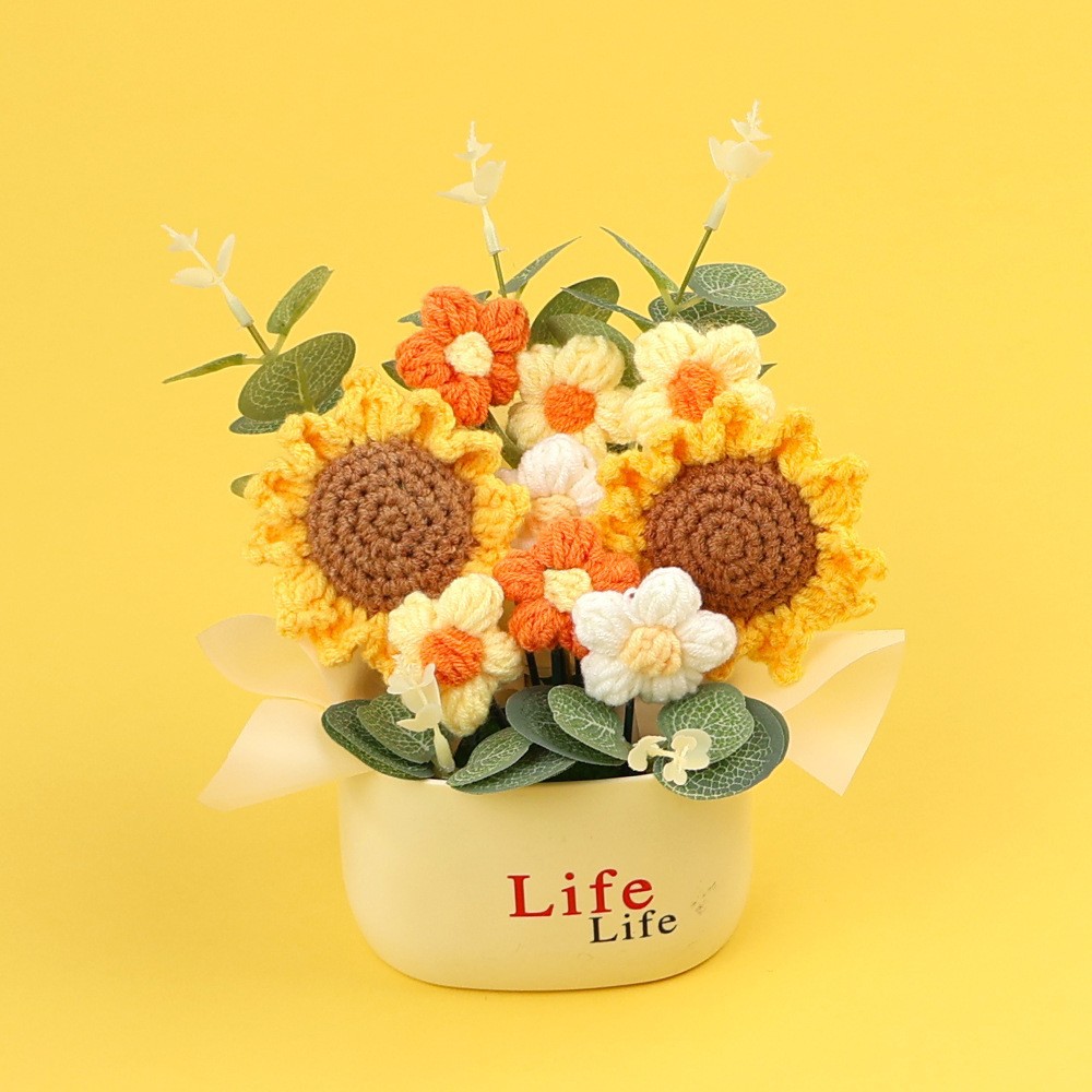 Girasoles de lana transfronterizos en maceta orquídeas no me olviden tulipanas flores simuladas regalo de maestros de temporada
