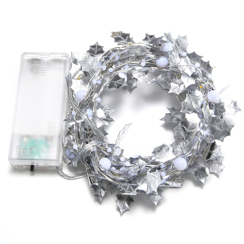 실버 진주 크리스마스 잎 빛 끈