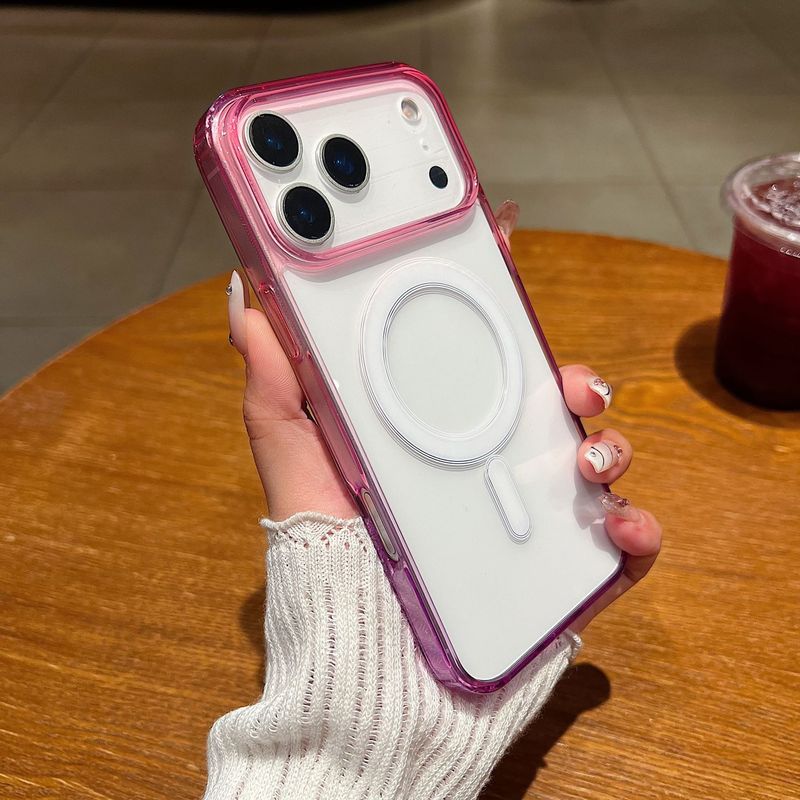适用iPhone17Promax渐变磁吸手机壳15PRO苹果16透明撞色保护套11|undefined