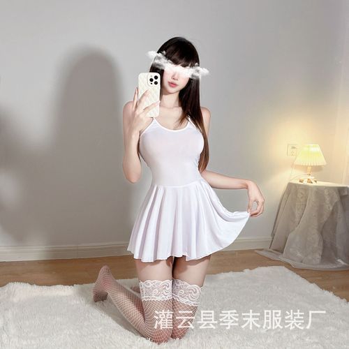 Pure desire suspender skirt, sexy lingerie, sexy see-through large size nightgown, cute female backless temptation uniform, dropshipping