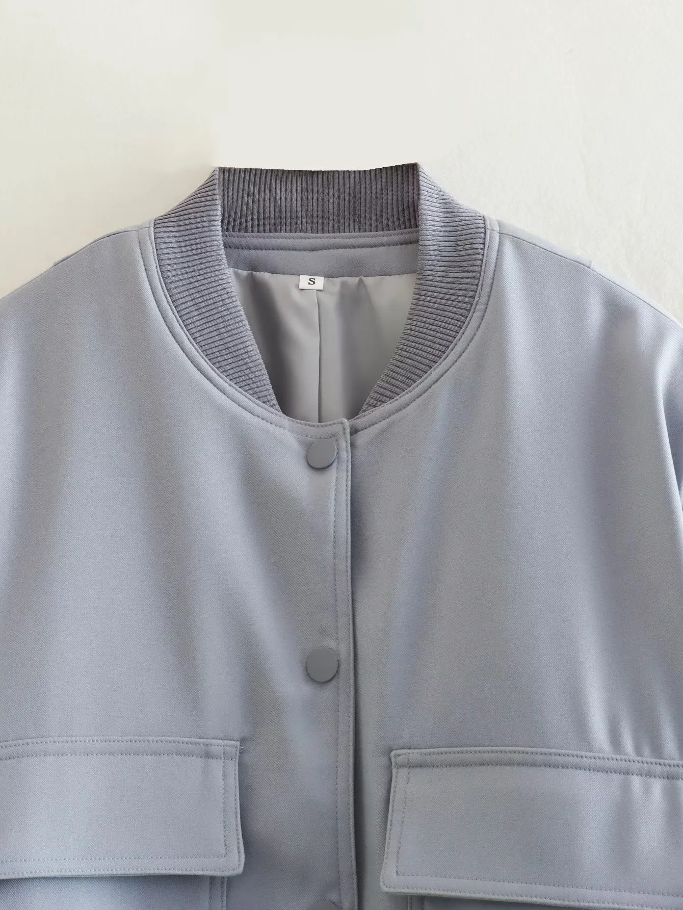 399g Weight Casual Jacket Outerwear Type Long Sleeve Sleeve Length Single Breasted Placket Type Regular Sleeve Sleeve Type Polyester Fabric Type Regular Top Length Coat Tops Type Daily Occasion V Neck Neckline Comfort Function Loose Fit Type Solid Color Pattern Summer Season Women'S Gender Patchwork Design Vacation Style Women's Vacation Solid Color Patchwork Single Breasted Coat Casual Jacket