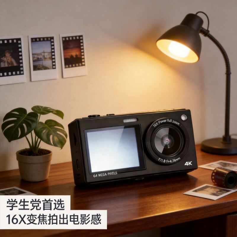 Cross-Border 64 Million Pixel Ccd Camera 4K Video Recording High-Definition Compact Camera 16X Zoom 20+ Types of Filters 2.8inch