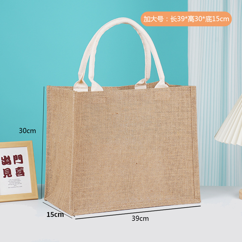 Bolsas de yute en blanco en stock bolsas de lino al por mayor bolsas de publicidad de compras tridimensionales pueden ser DIY image 31