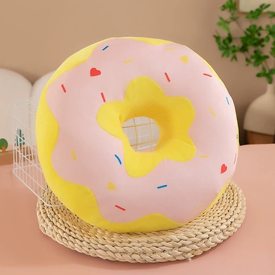Cross-Border New Style Donut Pillow, Creative Simulation Donut, Girls' Sleeping Pillow, Bedside Decoration, Sofa Cushion (Oyuncaq yastıqlar) - pink-donut-30cm02kg