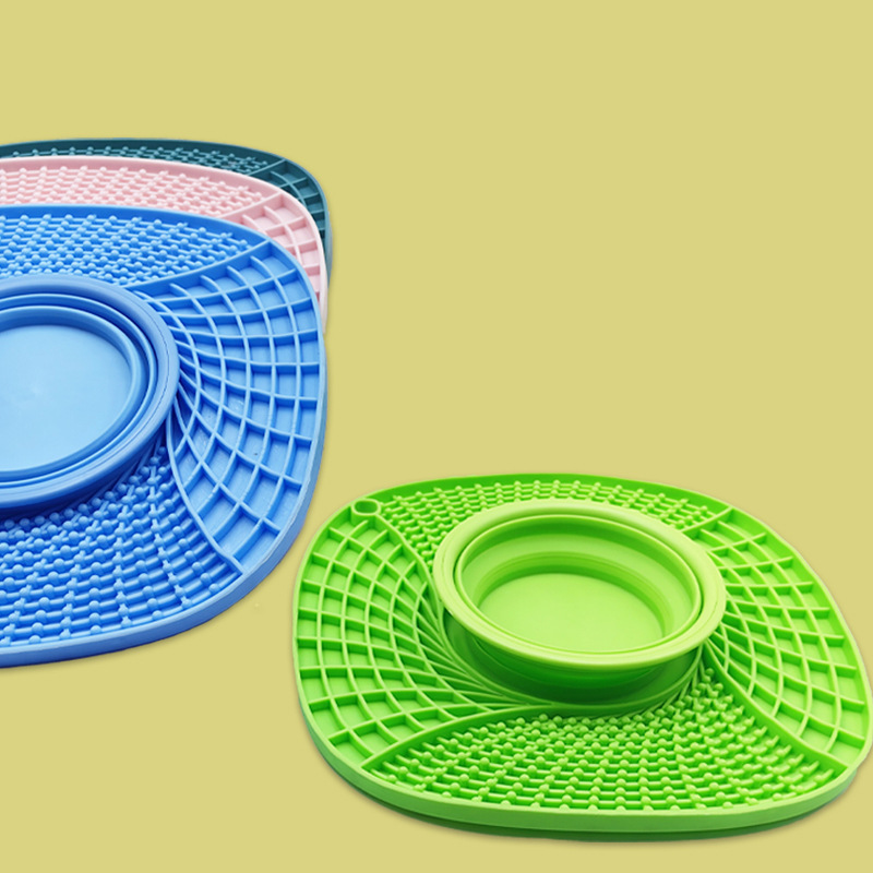 シリコン製ペット用食器マット、犬の食事時の食べこぼし防止、お手入れ簡単、猫用マット、吸盤付き、ペット用ゆっくり食べる食器|undefined