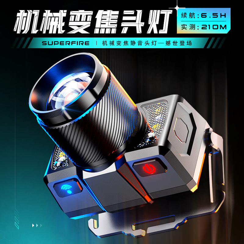 Personalizado Shenhua transfronterizo nuevo LED luz fuerte usb carga zoom inducción cabeza de luz de emergencia al aire libre