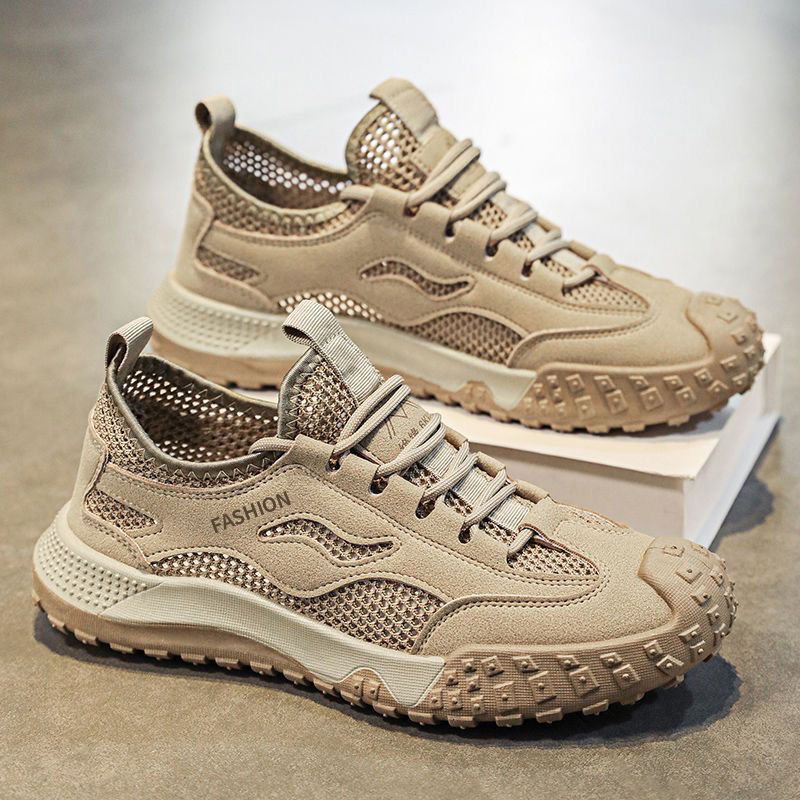 Zapatos de hombre de herramientas, malla de otoño, deportes de montañismo transpirables, correr de ocio, trabajar, antideslizante, resistente al desgaste, zapatos de moda de seguros laborales