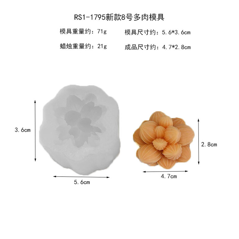 亚马逊ins多肉模具多肉布丁翻糖蛋糕装饰硅胶模具diy香薰蜡烛模具详情14