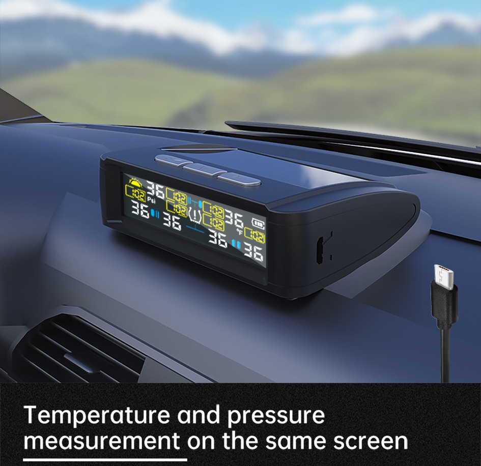 T11-6 Wheel-Mounted Tire Pressure Detector Solar-Powered Tire Pressure Monitoring High-Precision Wireless Rv Tire Pressure Tpms Cross-System