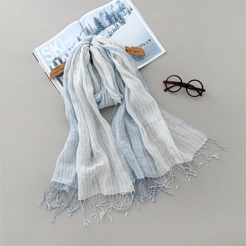 New summer products, Japanese linen scarf, square scarf, fashionable and versatile striped cotton and linen shawl, beach sun protection silk scarf