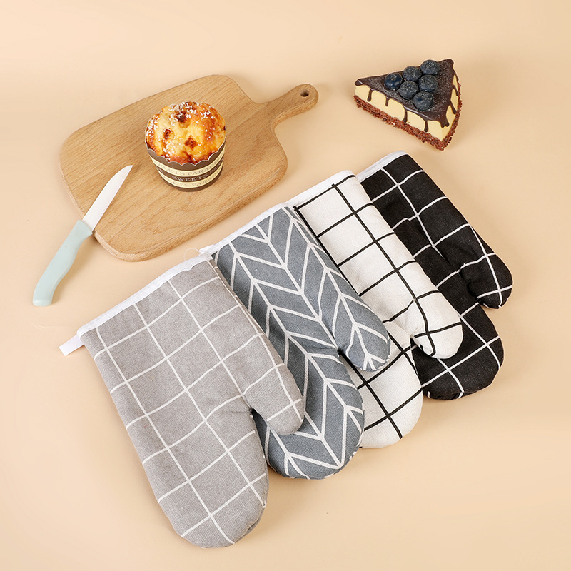 Guantes resistentes a altas temperaturas de algodón y lino para herramientas de cocina de horno de horno especial de aislamiento térmico guantes de microondas de aislamiento térmico