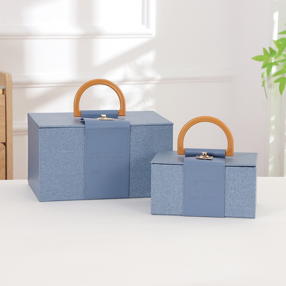 2023 nueva caja de regalo portátil regalo Festival de Primavera caja de embalaje de cuero caja de dulces de boda caja de regalo de mano al por mayor