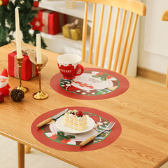 クリスマス装飾テーブル断熱マット防水ラウンドテーブルマット PVC 耐油防汚洋食マットパーティークリスマス用品
