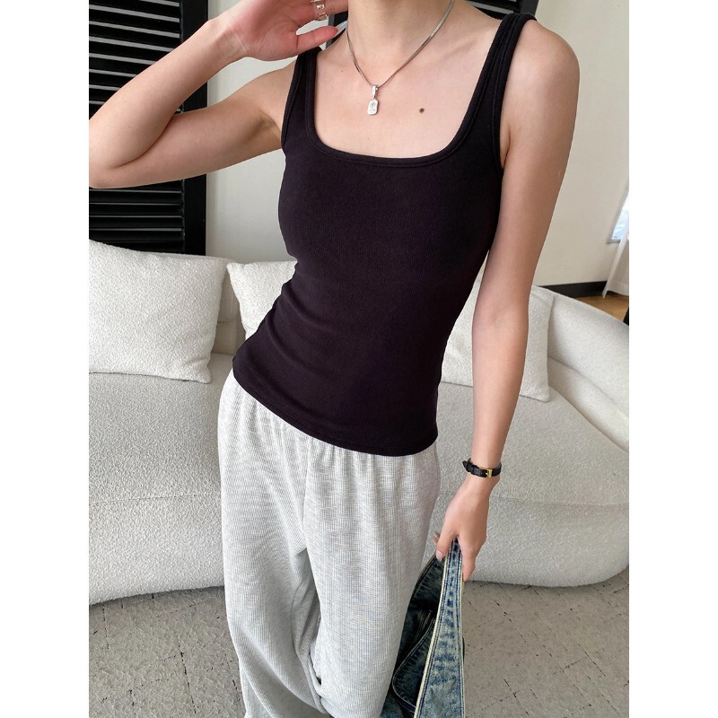 Cisnann Autumn New Arrival: Built-in Chest Pad Acetate Tencel Wool Square Neck Camisole Base Layer SN9192 Cisnann Autumn New Arrival: Built-in Chest Pad Acetate Tencel Wool Square Neck Camisole Base Layer SN9192