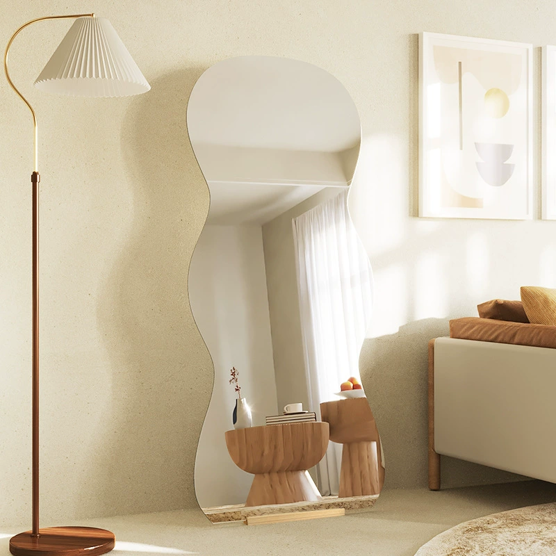 Волнистое зеркало, нерегулярное зеркало в полный рост, модное зеркало для одевания в стиле ins, напольное зеркало, домашнее настенное зеркало