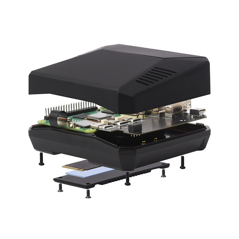 Корпус из алюминиевого сплава для Raspberry Pi 5 с охлаждающим вентилятором Argon One V3, снятая верхняя крышка