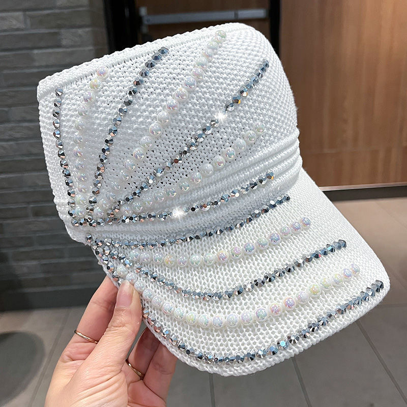 Verano punto diamante vacío superior gorra de béisbol moda diamante-incrustado sombrero para el sol todo partido no superior gorra de protección solar sombrero para el sol al por mayor image 3