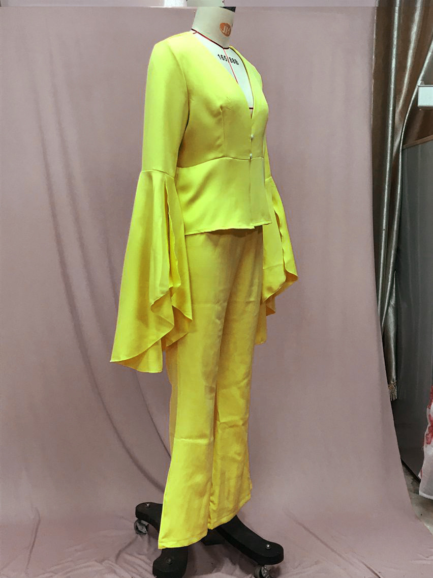 GraceChic 2025 Spring New Goddess Style Elegant Fashion Blazer Jacket High Waist Flared Pants Two-Piece Set For Women_voghion.com