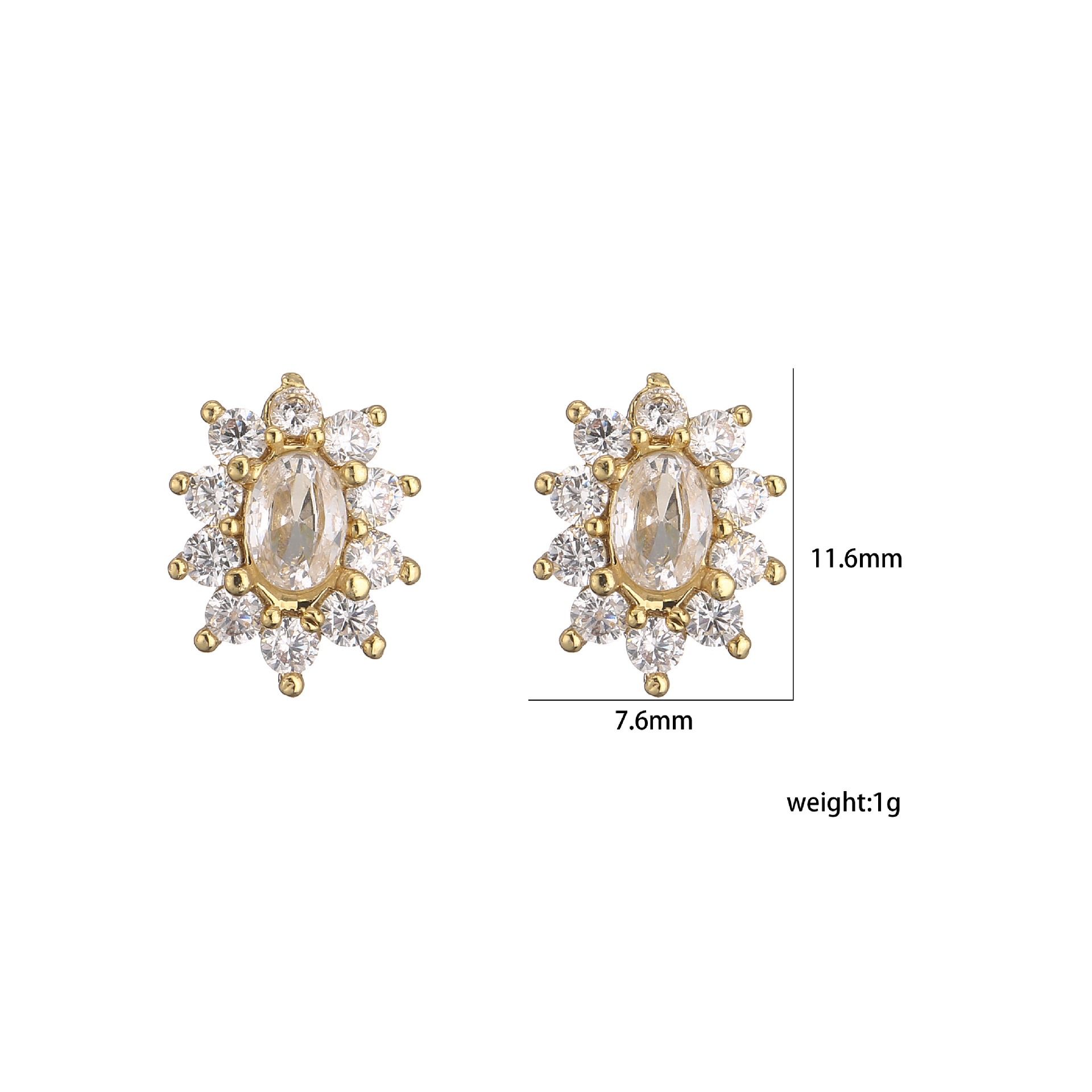 3g Weight Zircon Inlay Material Earrings, Necklace Classification Earrings + Necklace Quantity Daily Occasion Copper Material Geometric Pattern Women'S Gender Plating Design Sweet Style Sweet Geometric Copper Plating Zircon Women's Earrings Necklace 1 Pair 9