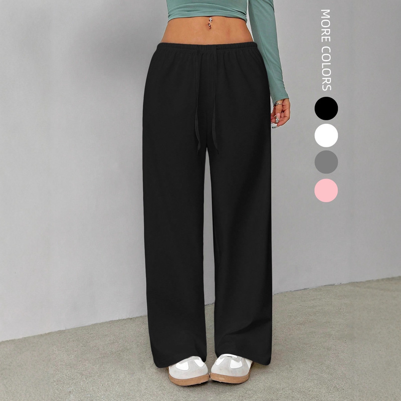 New Autumn Winter Lightweight Sweatpants Open Bottom Sport Pants Women Straight-Leg Leg Fitness Track Pants Casual Pants with Pockets