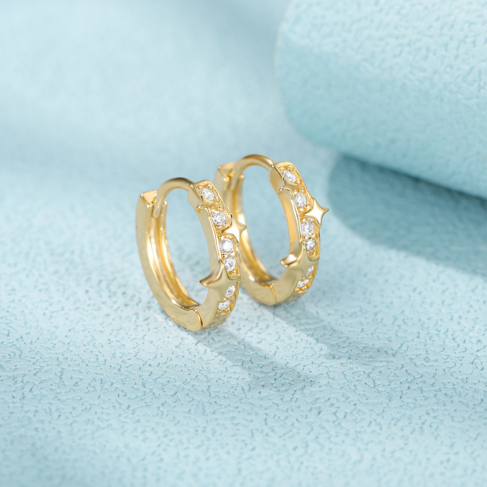 4g Weight 925 Sterling Silver Ear Needle Material Zircon Inlay Material Earrings Classification 1 Pair Quantity Daily, Street Occasion 925 Sterling Silver Material Star Pattern Women's Gender Plating, Inlay Design Simple Style Style 1 Pair 925 Sterling Silver Zircon Star Earrings 5