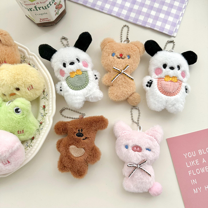 Colgante de dibujos animados cabeza inclinada oso de peluche colgante adorable oso muñeca bolso colgante accesorios colgante llave