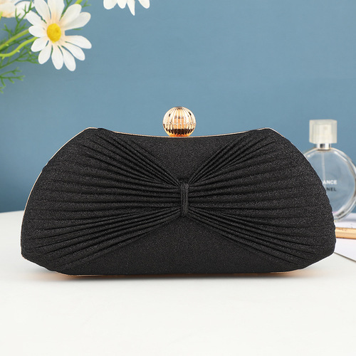 Fashion Evening Party Handbag Matching Handbag, Noble Pleated Bow Design Fashion Small Bag, Chain Small Square Bag