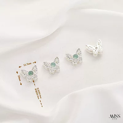 Bead, Pendant DIY Jewelry Accessories — Zərgərlik ara hissələri - silver-natural-grade-a-jade-zircon-butterfly-1-piece