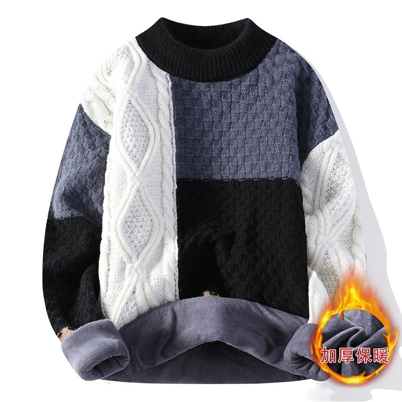 2023 новый свитер мужской осенне-зимний японский стиль утолщенный строчкой модный свитер в Корейском стиле нижний свитер мужской