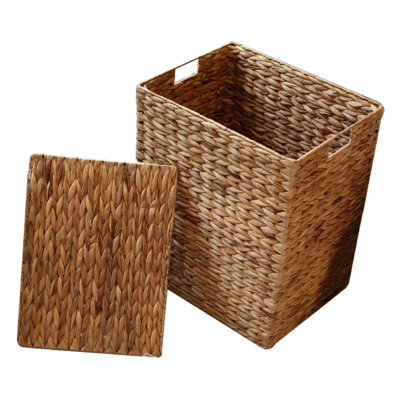 Cesta de ropa de paja de estilo japonés canasta de almacenamiento doméstica caja de almacenamiento de ropa de dormitorio cesta de lavandería grande con tapa