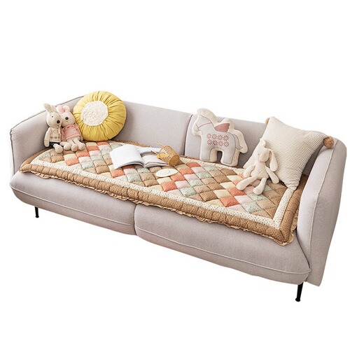 Cotton sofa cushion for all seasons, thickened non-slip mat, hand-spliced ​​floor mat, pure cotton sofa cover, bay window cushion