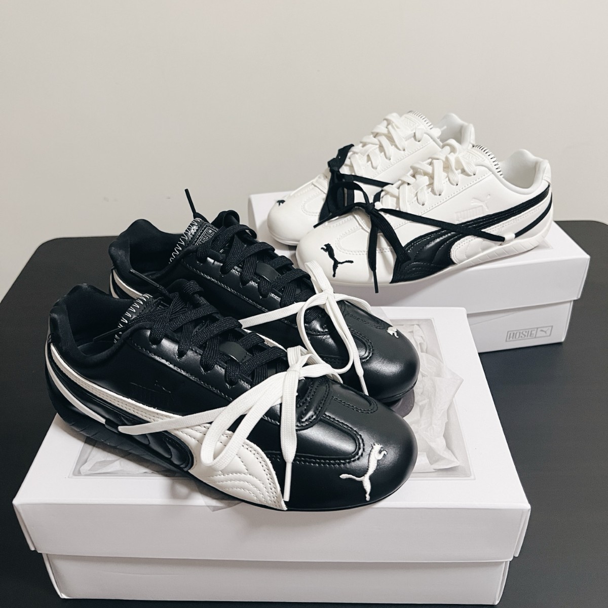 [Original Label and Original Box] Pure Original Rose Park Chae-Young Same Style Speedcat Thin-Soled Racing Shoes Black and White Casual Shoes