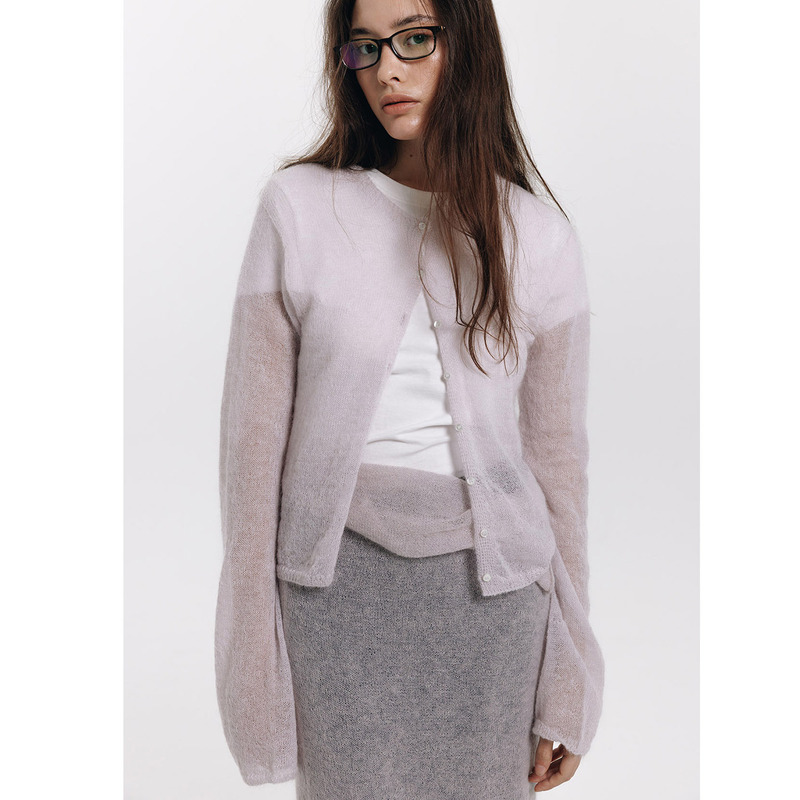 In Stock Korean Dongdaemun Misty Light Pink Mohair Knit Cardigan for Women 2026 Spring Lightweight Long-Sleeve Top In Stock Korean Dongdaemun Misty Light Pink Mohair Knit Cardigan for Women 2026 Spring Lightweight Long-Sleeve Top
