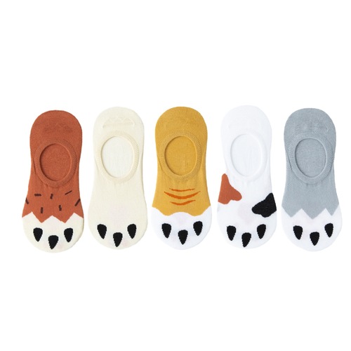 Women's Invisible Socks Women's Cotton Shallow Mouth Boat Socks Animal Thin Fun Cartoon White Socks Short Socks Cat