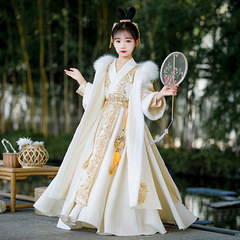 Little Girl's Traditional Chinese Hanfu with Exquisite Style, Winter Children's Thick Chinese Style Tang-style Blouse and Skirt, Baby Flower Child, Young Girl, Ancient Style Hanfu