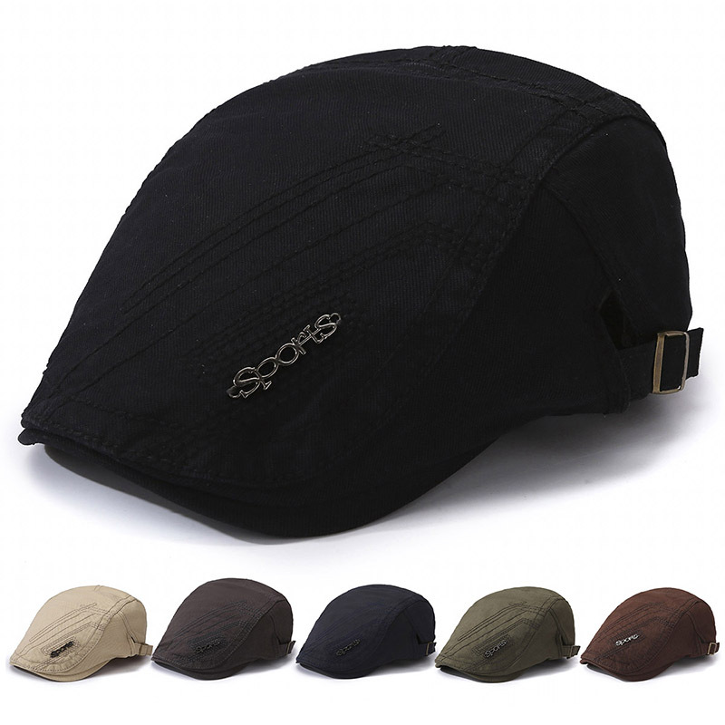 Printemps Automne Polyvalent Avant Hommes et Femmes Métal Alphabet Décoration Mode Langue de Canard Tempérament Littéraire_voghion.com