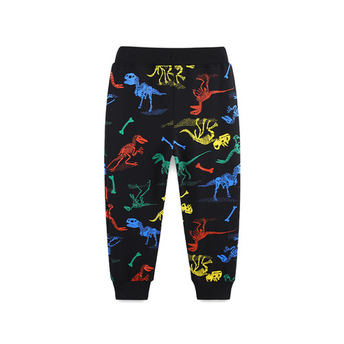 Autumn New Children's Sport Pants Western Style Fashion Boys Long Pants Dinosaur Cartoon Print Middle and Small Children's Ankle Pants