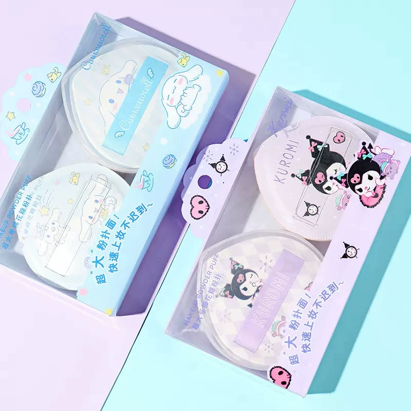 Большие ватные спонжи для макияжа (Miniso) Sanrio Cinnamoroll и Kuromi, мягкий хлопок, 2 шт.