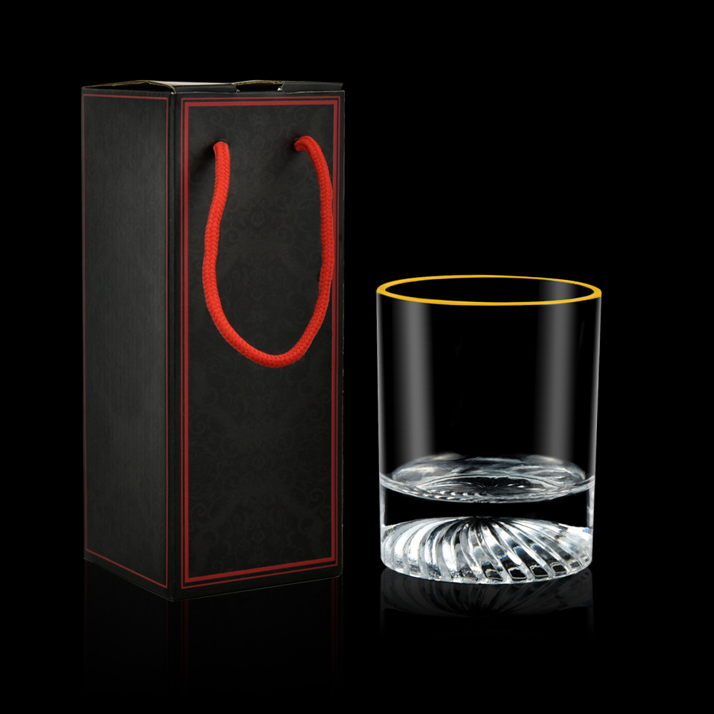 新款螺纹底圆柱形威士忌酒杯 现代艺术轻奢酒杯套装 家用酒杯套装