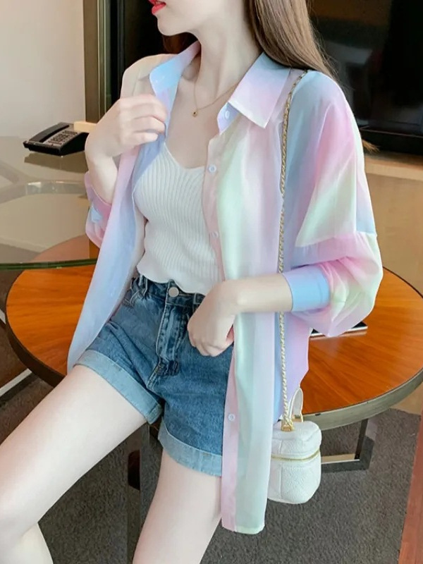 女性の日焼け止めシャツ女性の夏 2025 新しい夏のアイスシルク日焼け止め服女性の薄い空調カバートップ|undefined