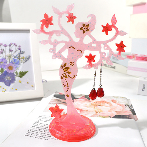Storage box mold jewelry rack diy resin mold beauty table jewelry mirror human shape silicone glue mold