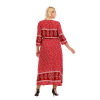 Large-scale women's hot selling rayon dress， half-body V-neck printing， high-waisted midlength skirt， 200kg， fat mm， wea