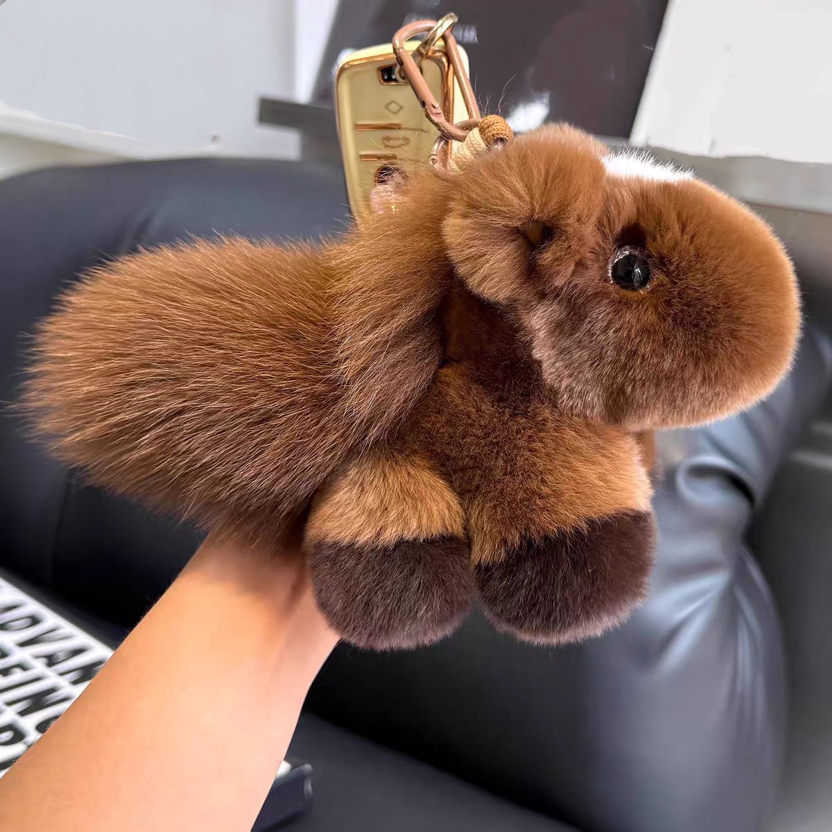 Peluza de ardilla adorable pony llaves de automóvil muñeca de peluche para atraer la fortuna pony bolsas colgantes