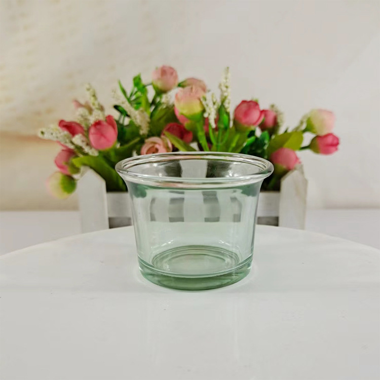 厂家直销压制透明蜡烛玻璃杯喇叭口香薰蜡烛罐无火香膏分装罐批发