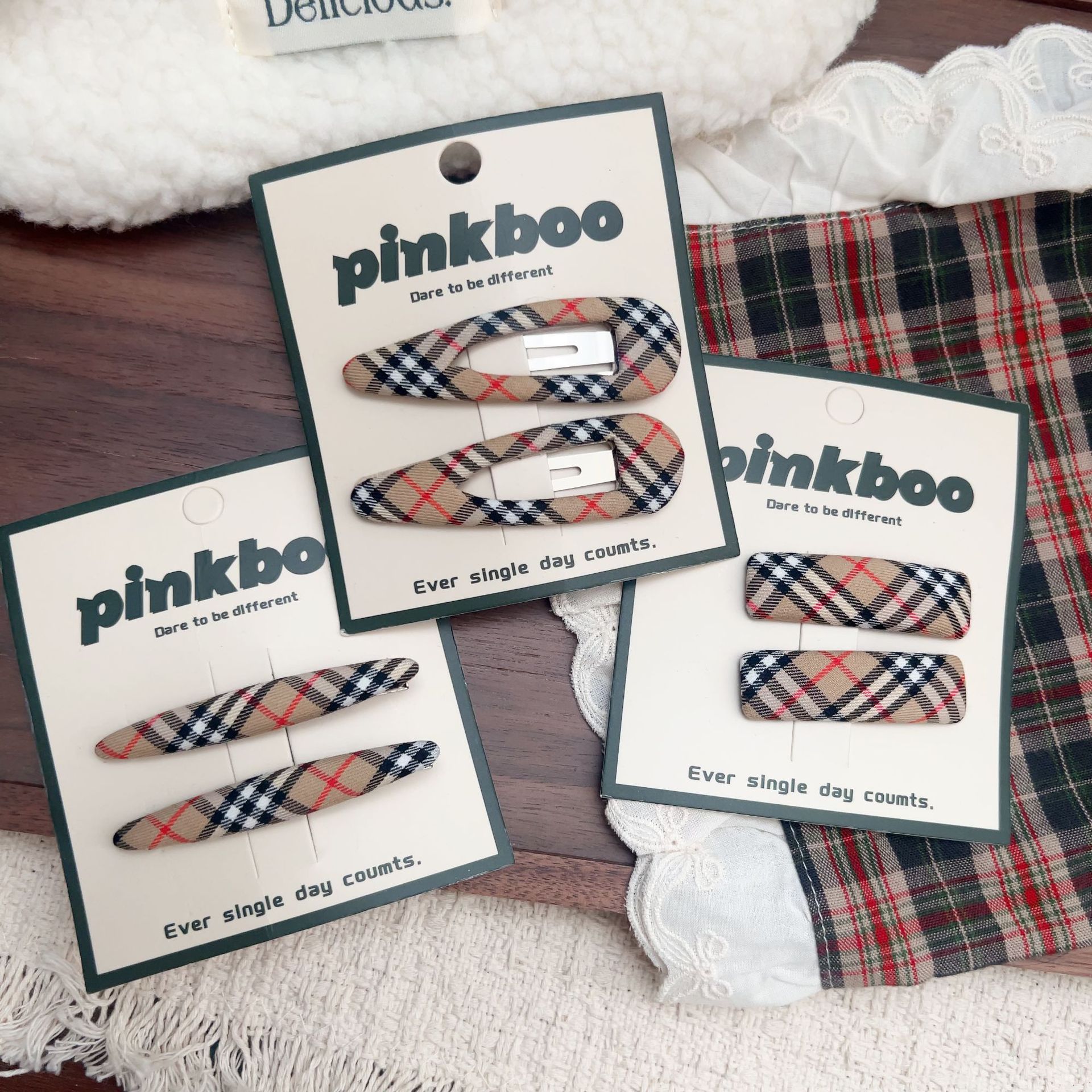Korean-Style Ins Retro Plaid Hair Clip, British-Style Elegant and Simple Vibe Side Clip for Girls, Hair Accessory